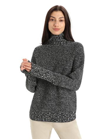 Dámské Svetry Icebreaker Merino Seevista Funnel Neck Černé Bílé | CZ 1320CTVE